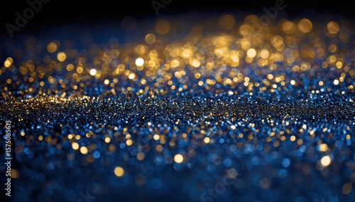 Golden Blue Glitter Sparkle Bokeh Light Texture Background