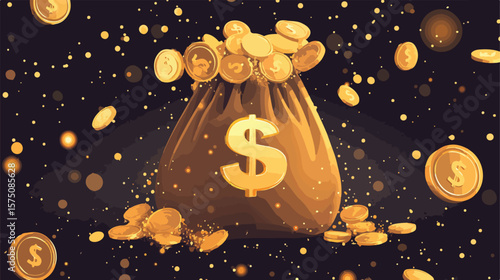 Financial Success Concept with Money Bag and Dollar Symbol