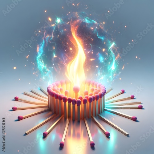 burning matches on a dark background