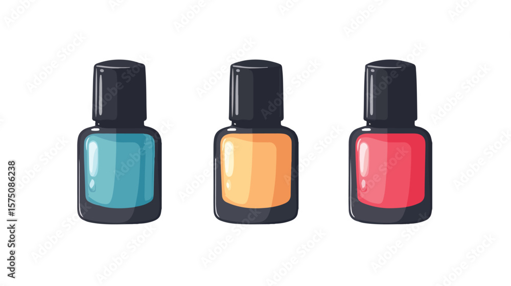 Obraz premium Vibrant Nail Polish Vector on White Background for Beauty Concepts