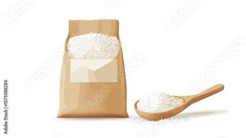 Organic White Sugar in Paper Bag - Natural Sweetener Concept