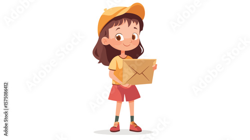 Professional Communication Concept with Female Character Holding Envelope