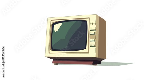 Vintage Computer Monitor Flat Style Design Isolated Vector