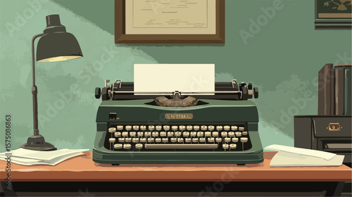 Vintage Typewriter on Elegant Antique Desk with Paper Sheet