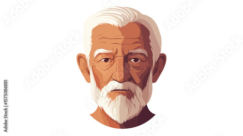 Elderly Gentleman Portrait with Expressive Face Isolated