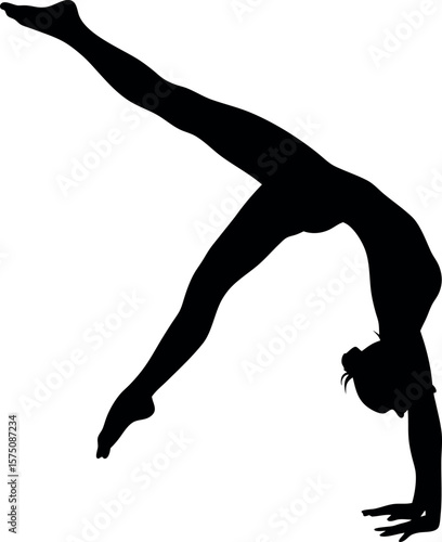 Vector Silhouette of Female Gymnast in Mid-Air Tuck Jump – Athletic Sports Art