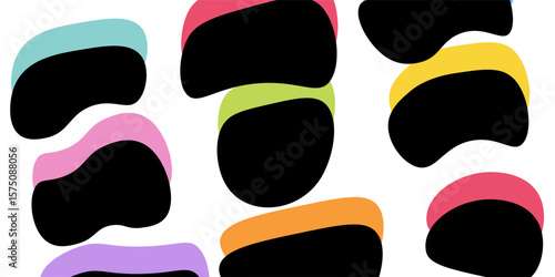 Hand drawn organic rectangle frames. Abstract doodle liquid shapes. Organic free flat blobs. Irregular fluid bubbles. Empty text box.