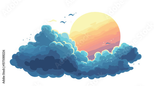 Partly Cloudy Night Weather Symbol Isolated for Designs