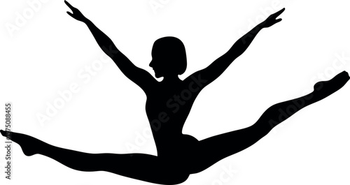 Black Silhouette of Woman in Tree Yoga Pose – Vector Wellness Illustration