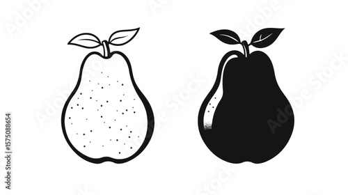 Modern Black and White Pear Flat Vector Icon for Designers