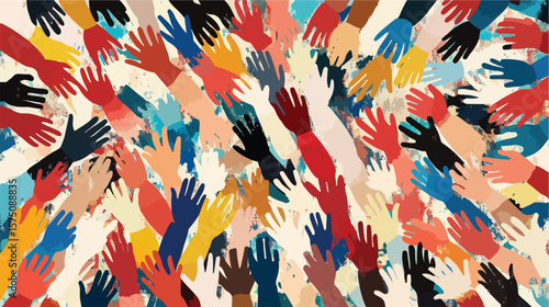 Unity in Diversity: Diverse People Putting Their Hands Together in Flat Design Vector Illustration