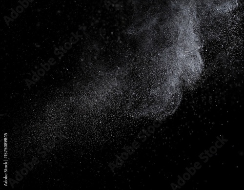abstract real dust floating over black background