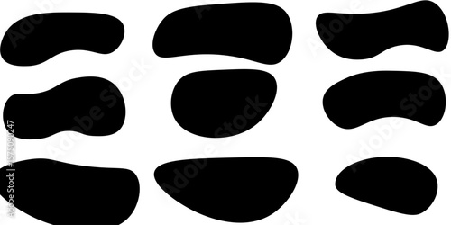 Hand drawn organic rectangle frames. Abstract doodle liquid shapes. Organic free flat blobs. Irregular fluid bubbles. Empty text box.