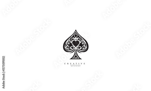 Playing Card Poker Game Logo Vector black Icon Illustration white background