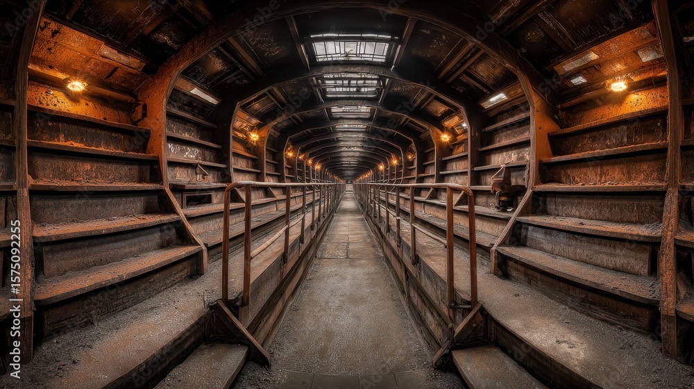 Fototapeta premium Massive truck cabin with railings and steps at iron ore mining location