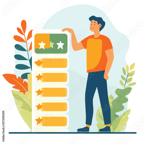 Customer feedback giving rating based on experience or quality from product and service