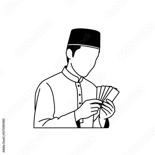 Person holding playing cards in traditional attire
