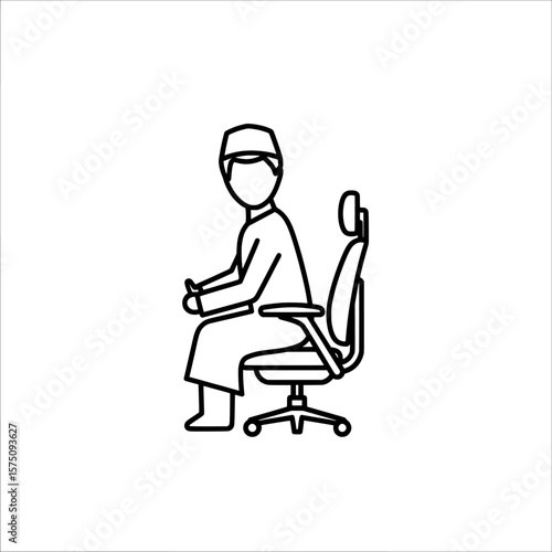 Person sitting on office chair in minimalist outline style
