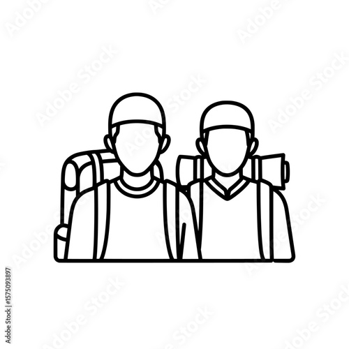 Two backpackers preparing for an adventure in the great outdoors