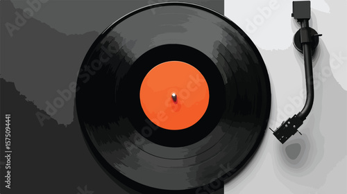 Vintage Vinyl Record Playing on Turntable Player