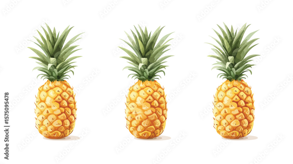 Fresh Pineapple Vector Illustration on White Background Fresh Pineapple Vector Illustration on White Background