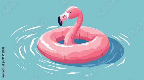 Pink Flamingo Shaped Float Flat Vector Illustration