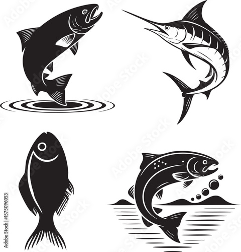 Styli zed Fish Skeleton Silhouette – Minimalist Vector Icon.