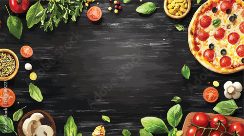 Chalkboard Pizza Menu Cartoon Background for Restaurant Promotion