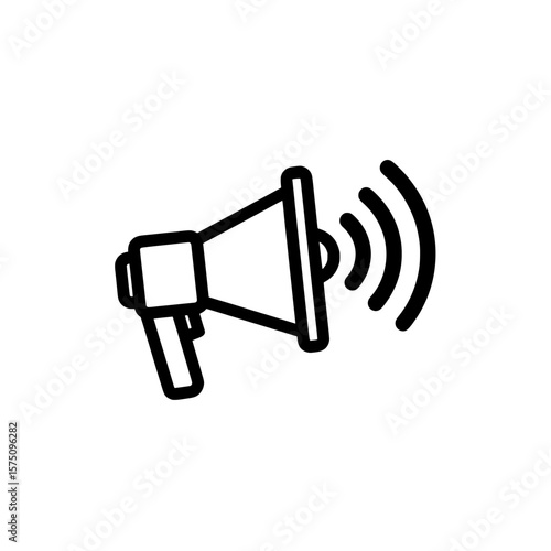 Megaphone icon with sound waves for communication and announcements