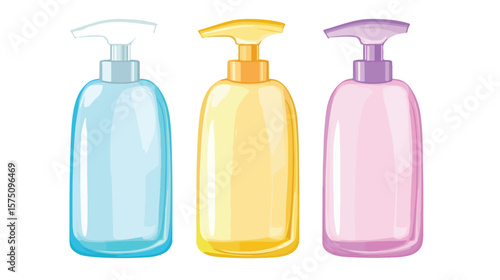 Liquid Soap Plastic Bottle Pump Dispenser Vector Illustration