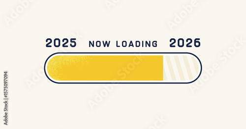 2025年から2026年へのロード中・進行中バーのベクター背景イラスト
