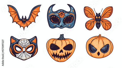Halloween Props for Spooky Party Decor - Vector Illustration