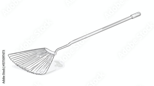 Simple and Elegant Rake Line Art Vector Isolated on White Background