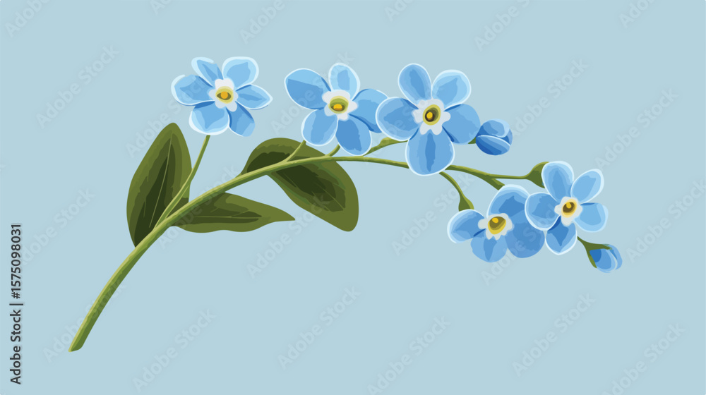Fototapeta premium Realistic Forget-Me-Not Flower Vector Illustration
