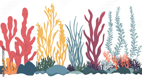 Realistic Sea Weeds Food Set Flat Vector Illustration