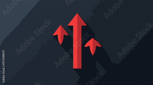 Red Arrow Icon Pointing Upward and Downward for Growth and Decline