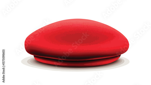 Stylish Red Beret Hat Vector Illustration on White Background