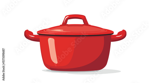 Vibrant Red Cooking Pot Illustration for Culinary Designs
