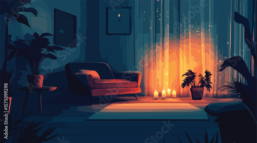 Tranquil Relaxation in Home with Candlelight Ambiance