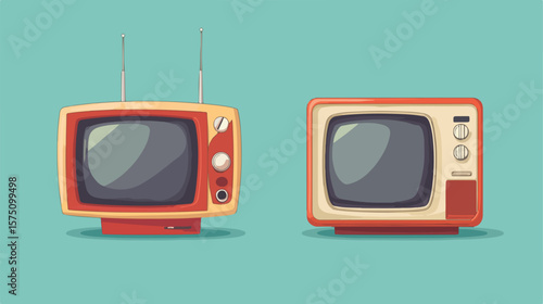 Vintage Television Flat Vector Icon Design for Graphic Projects
