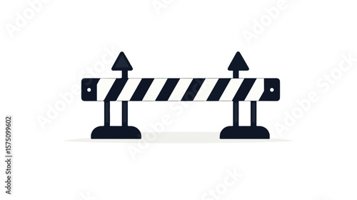Black and White Roadblock Barrier Vector Illustration