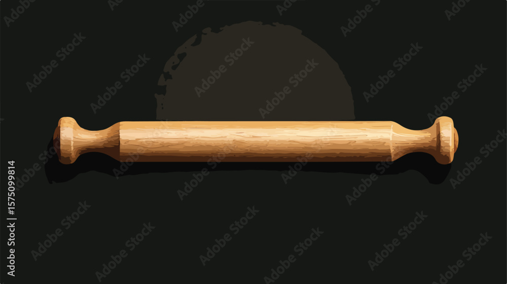 Fototapeta premium Sleek Rolling Pin Flat Vector Design on Black Background