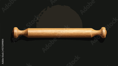 Sleek Rolling Pin Flat Vector Design on Black Background