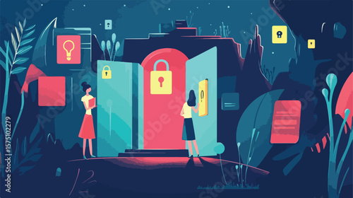 Cybersecurity Breach and Data Theft Vector Illustration