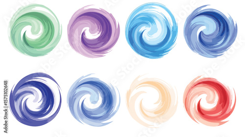Colorful Swirling Vector Spiral Effect Set for Designers