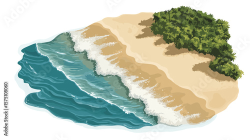 Isometric View of a Sandy Beach Vector Illustration
