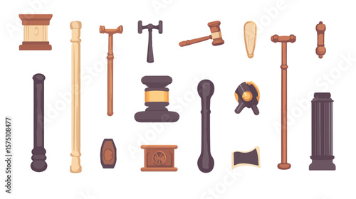 Professional Judge Gavel Flat Vector Design Isolated on White Background