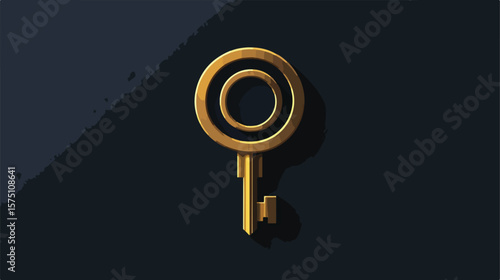 Golden Keyhole Flat Vector Illustration