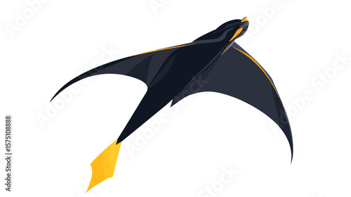 Colorful Kite with Yellow Tail Vector Illustration on White Background