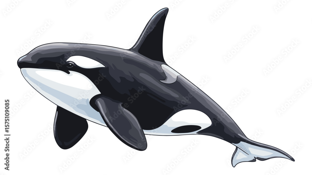 Fototapeta premium Detailed Vector Illustration of an Orca Whale Isolated on White Background for Creative Projects